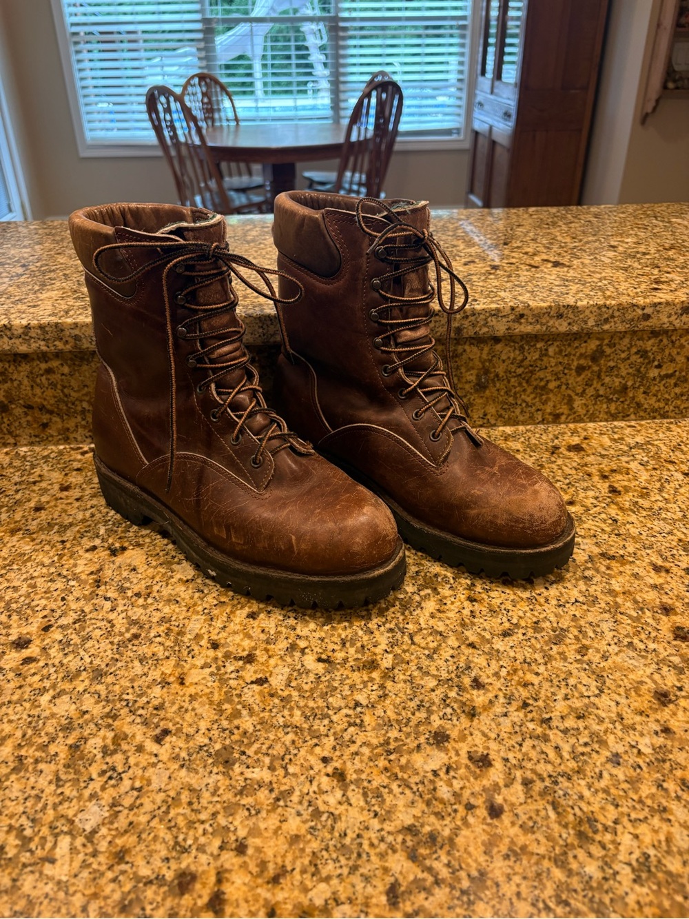 Vintage Danner Boots 9 D Mens Combat Work Boots Brown Leather USA Steel Toe